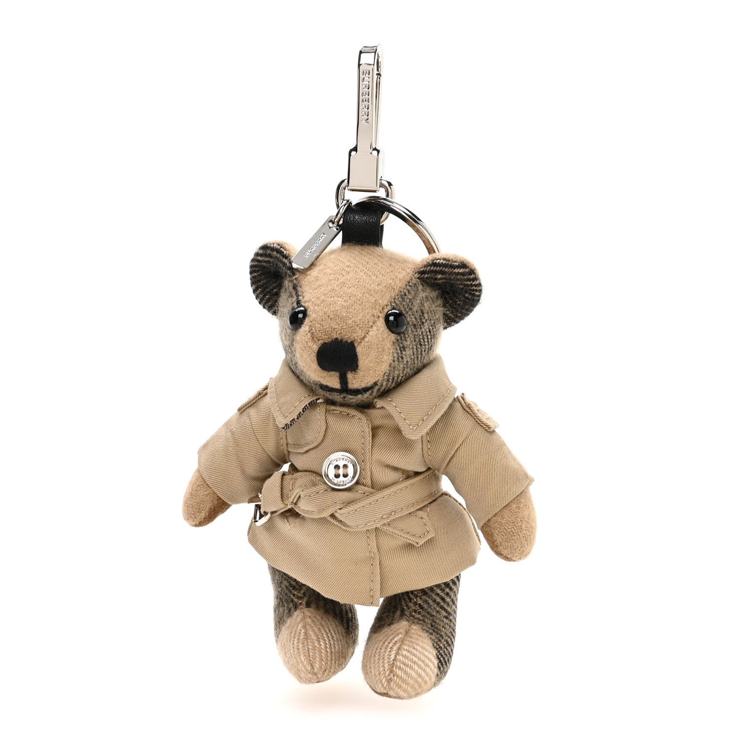 Burberry Cashmere House Check Thomas Bear Trench Coat Bag Charm Camel