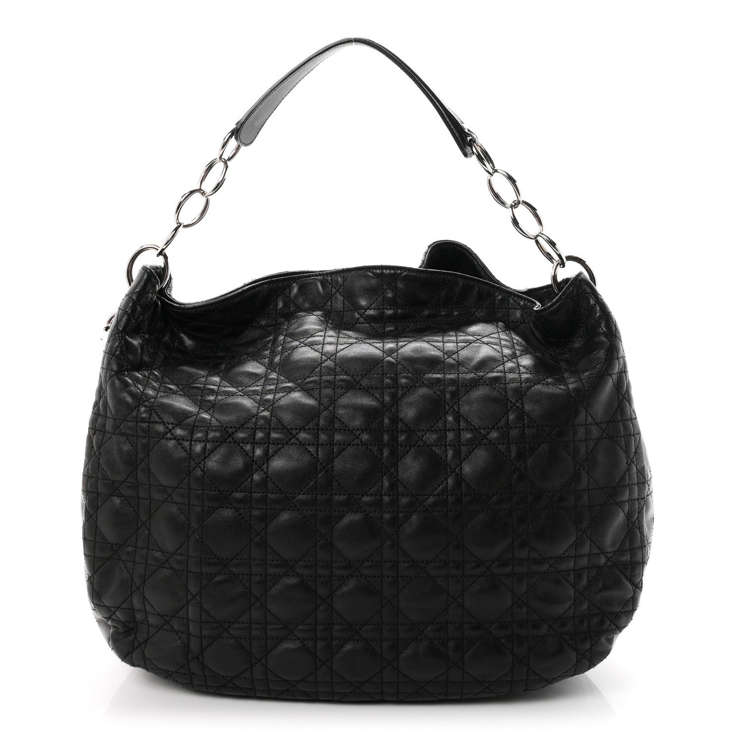 Christian Dior Lambskin Cannage Large Dior Soft Hobo Black