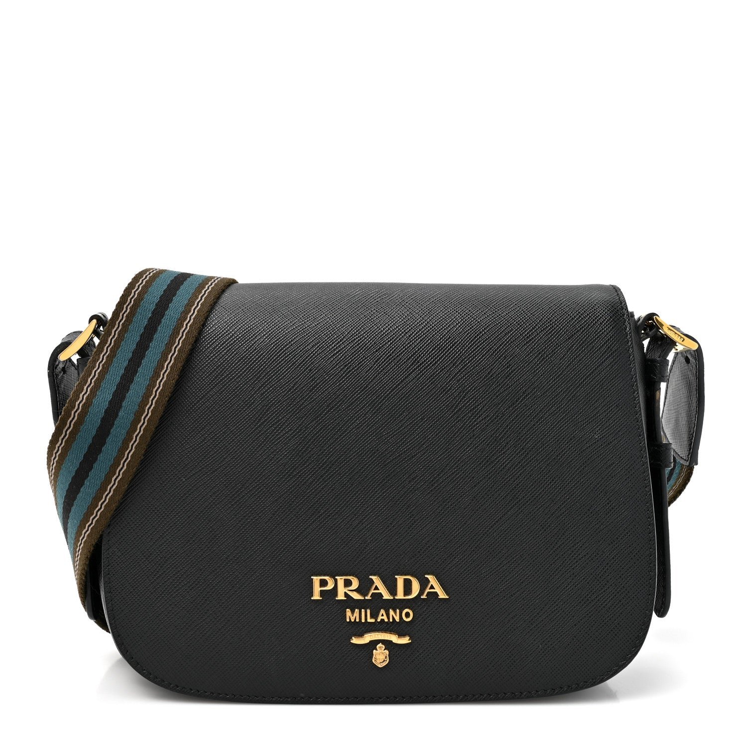 Prada Saffiano Flap Crossbody Black