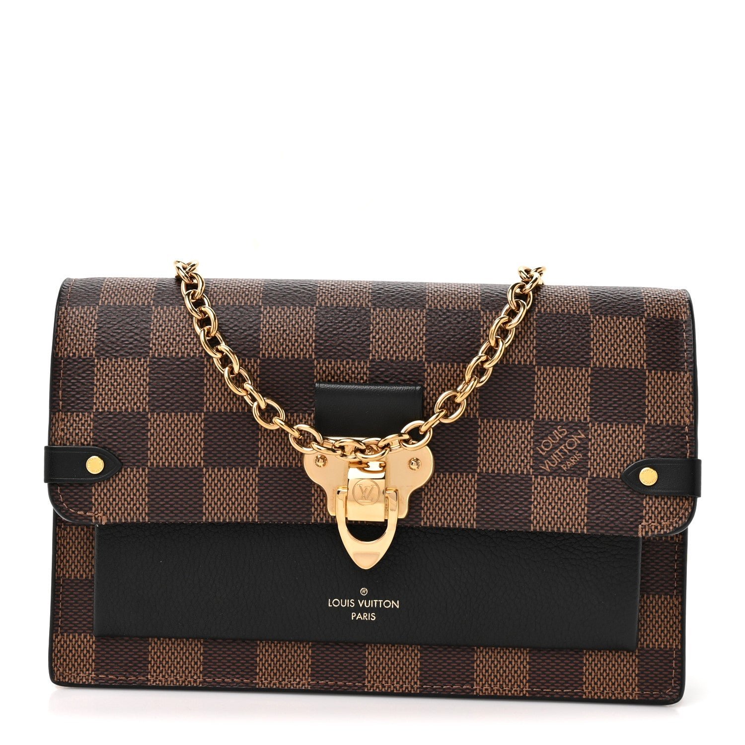 Louis Vuitton Damier Ebene Vavin Chain Wallet Black