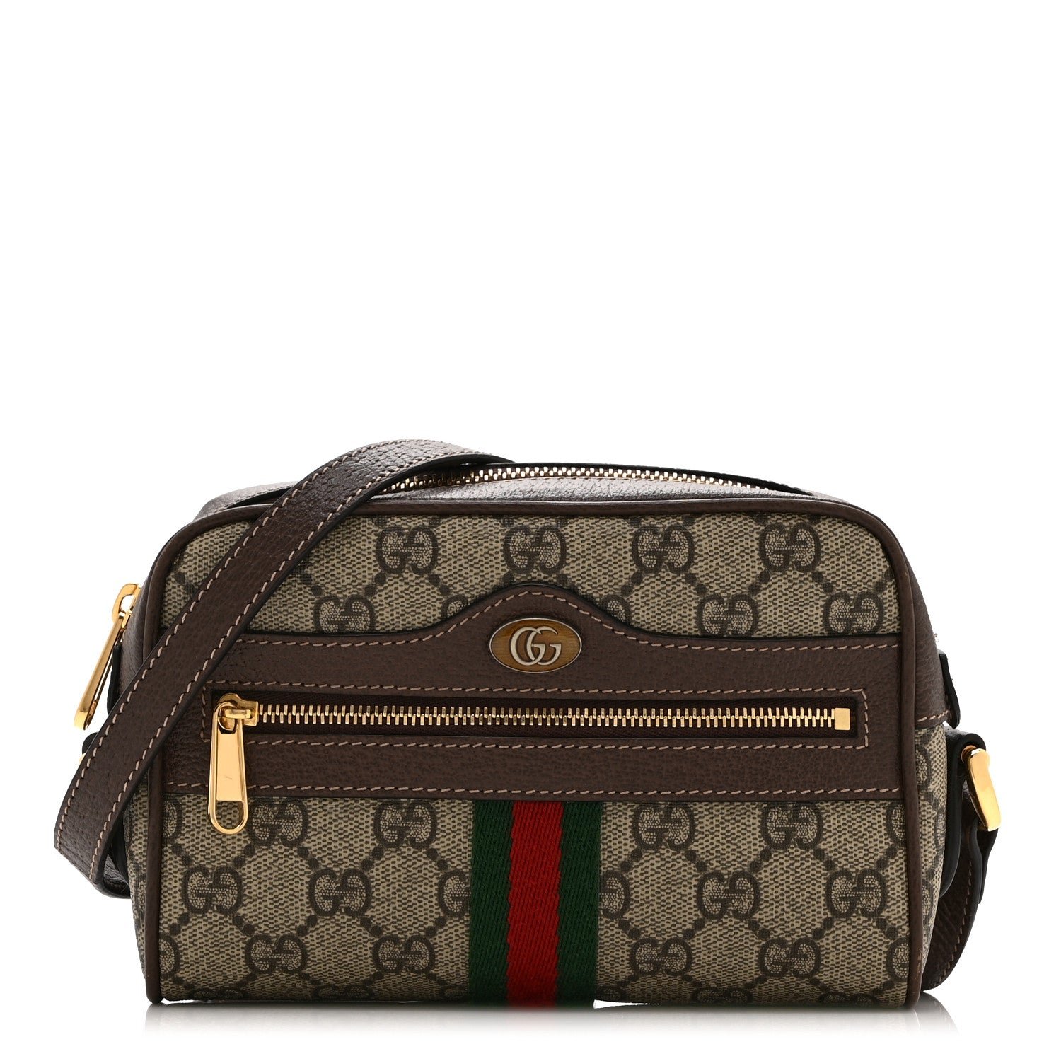 Gucci GG Supreme Monogram Web Mini Ophidia Shoulder Bag Brown