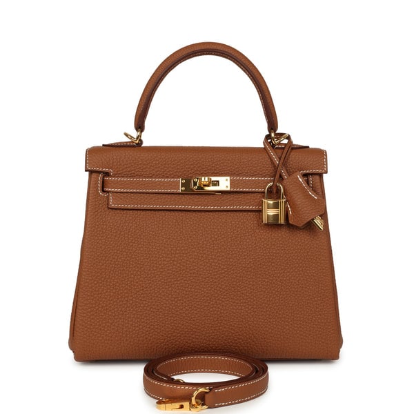 Pre-owned Hermes Kelly Retourne 25 Gold Togo Gold Hardware