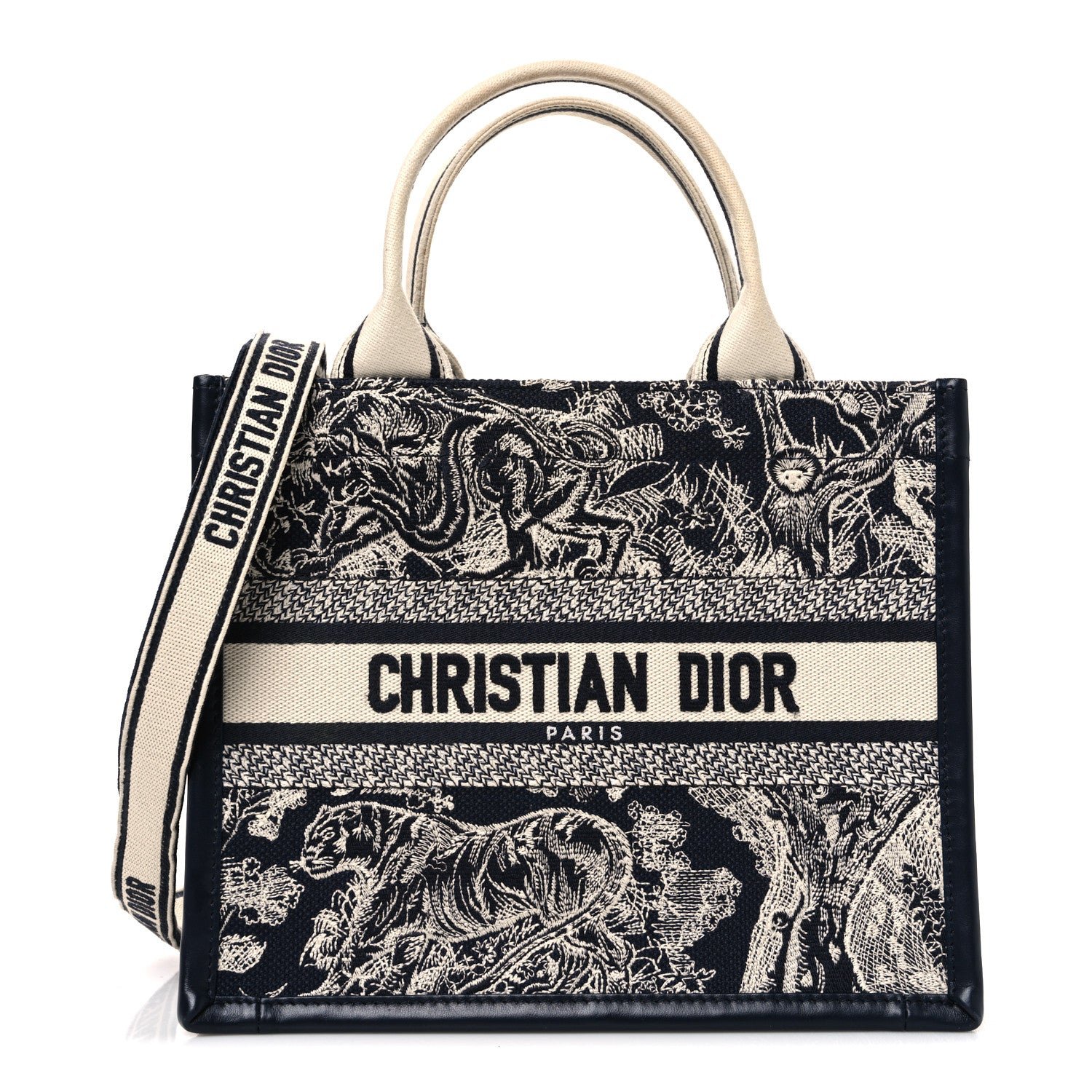 Christian Dior Calfskin Dioriviera Toile De Jouy Small Book Tote With Strap Blue Multicolor
