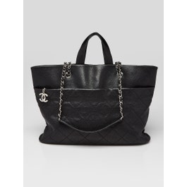 Chanel Black Caviar Leather Timeless Top Handle Tote Bag