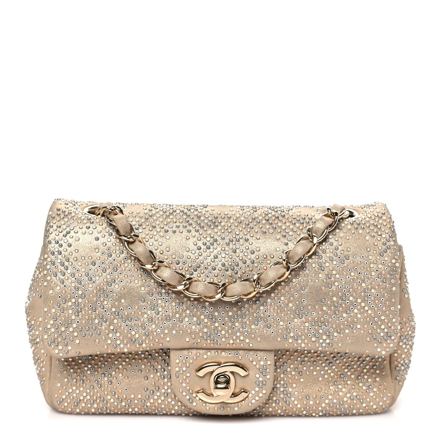 Chanel Iridescent Calfskin Studded Mini Flap Gold