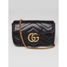 Gucci Gucci Black Quilted Leather GG Marmont Matelasse Super Mini Bag