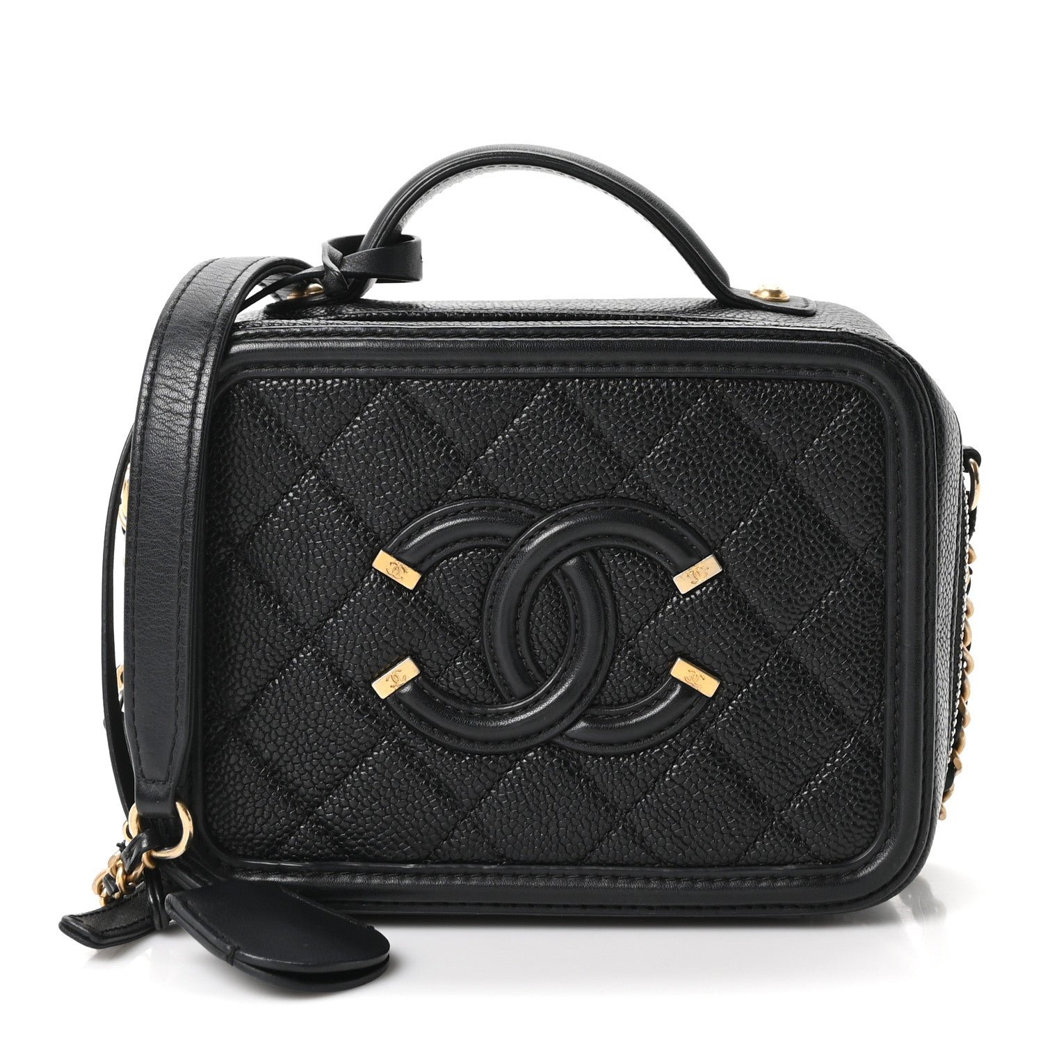 Chanel Caviar Quilted Small CC Filigree Vanity Case Black