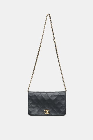 Vintage Quilted Leather Small Full Flap Bag