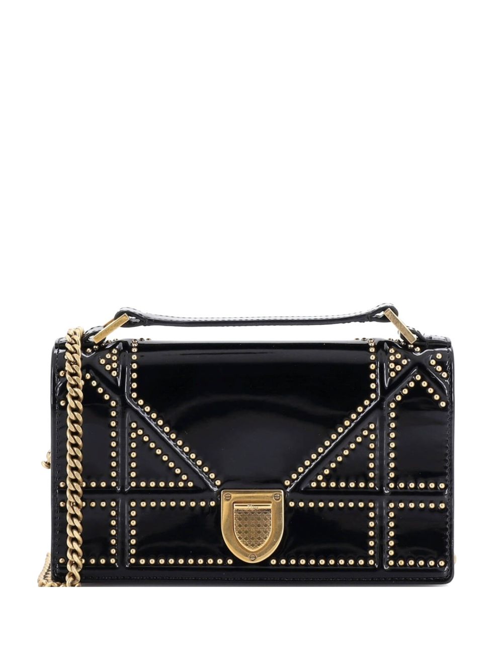 Diorama Chain Flap Clutch Studded Patent crossbody bag