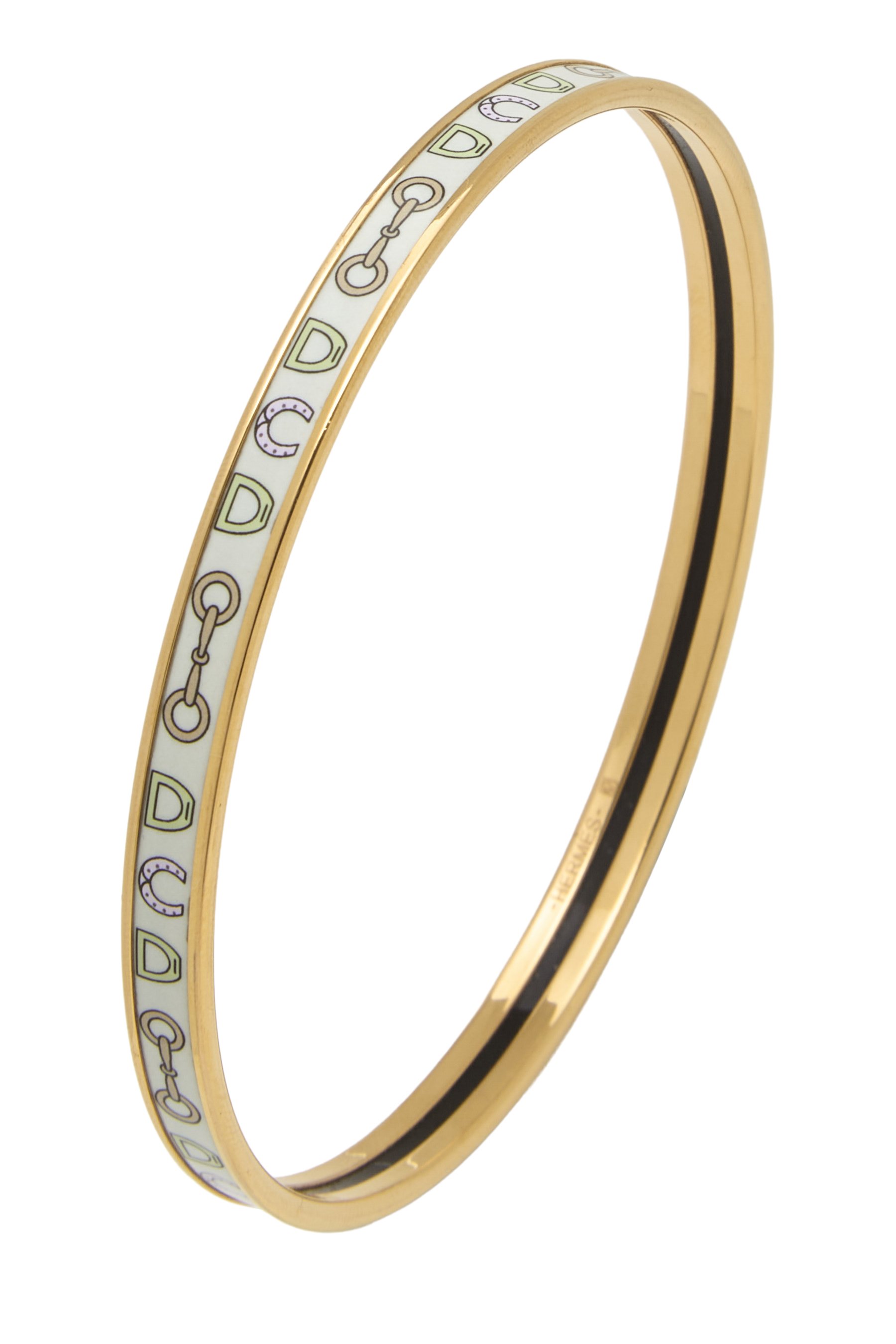 Multicolor Gold Enamel Bangle Extra-Narrow