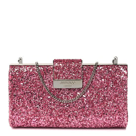 Jimmy Choo Coarse Glitter Clutch Pink