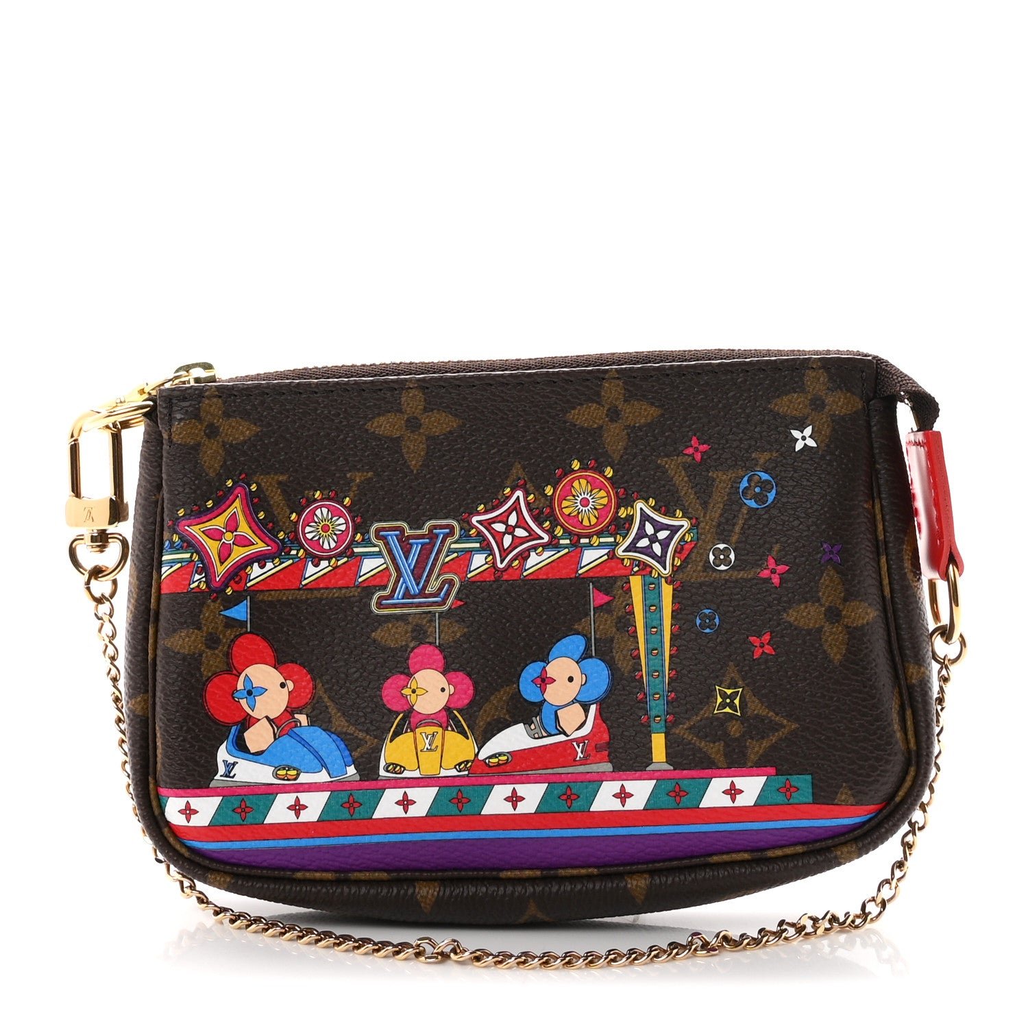 Louis Vuitton Monogram 2020 Christmas Animation Bumper Cars Mini Pochette Accessories Coquelicot