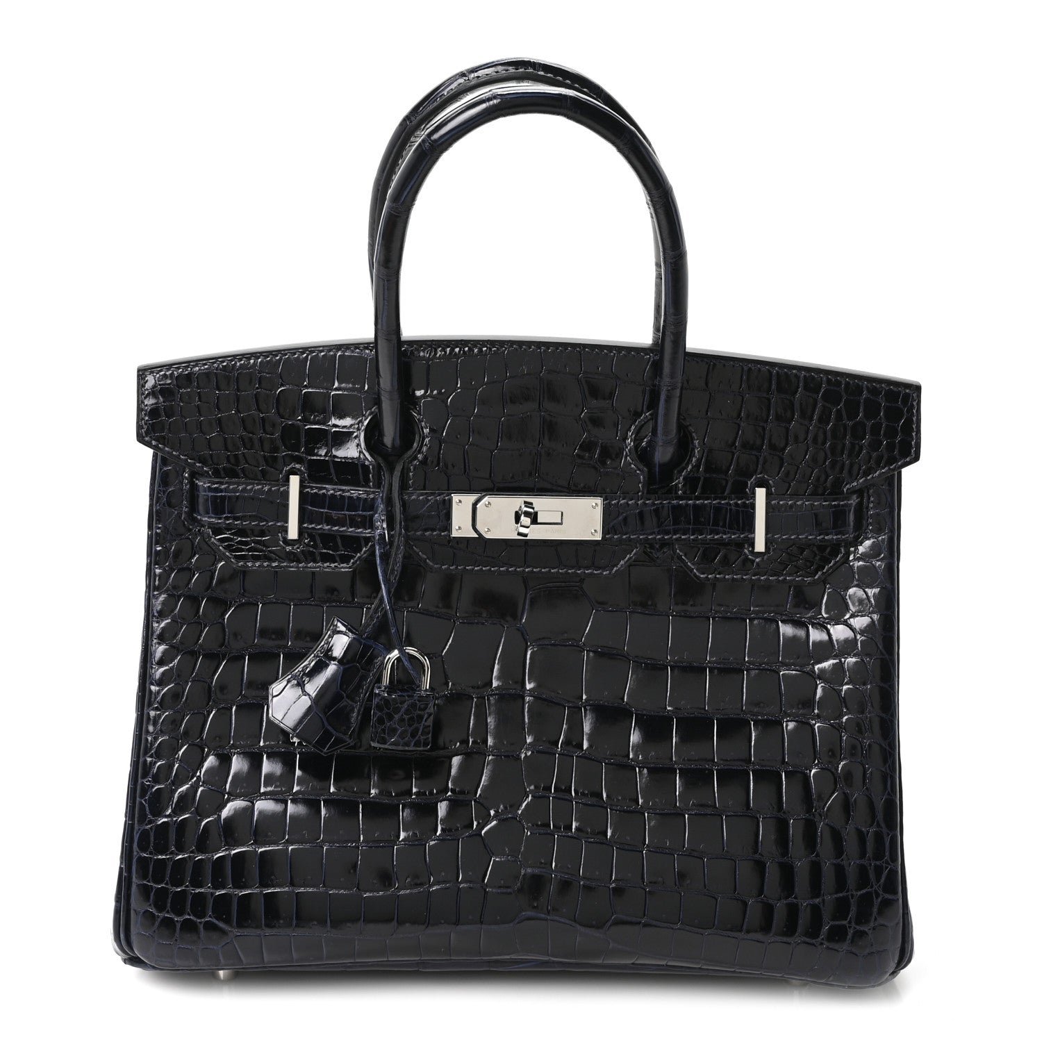 Hermes Shiny Porosus Crocodile Birkin 30 Bleu Marine