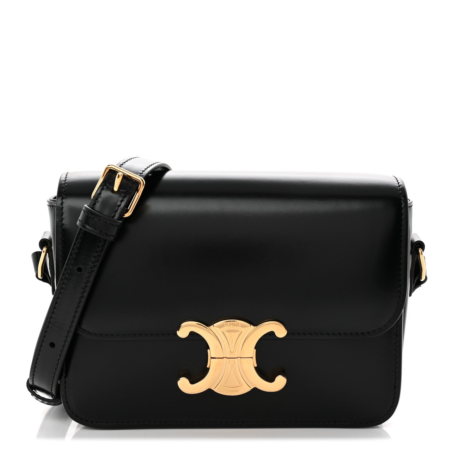 Celine Shiny Calfskin Teen Triomphe Black