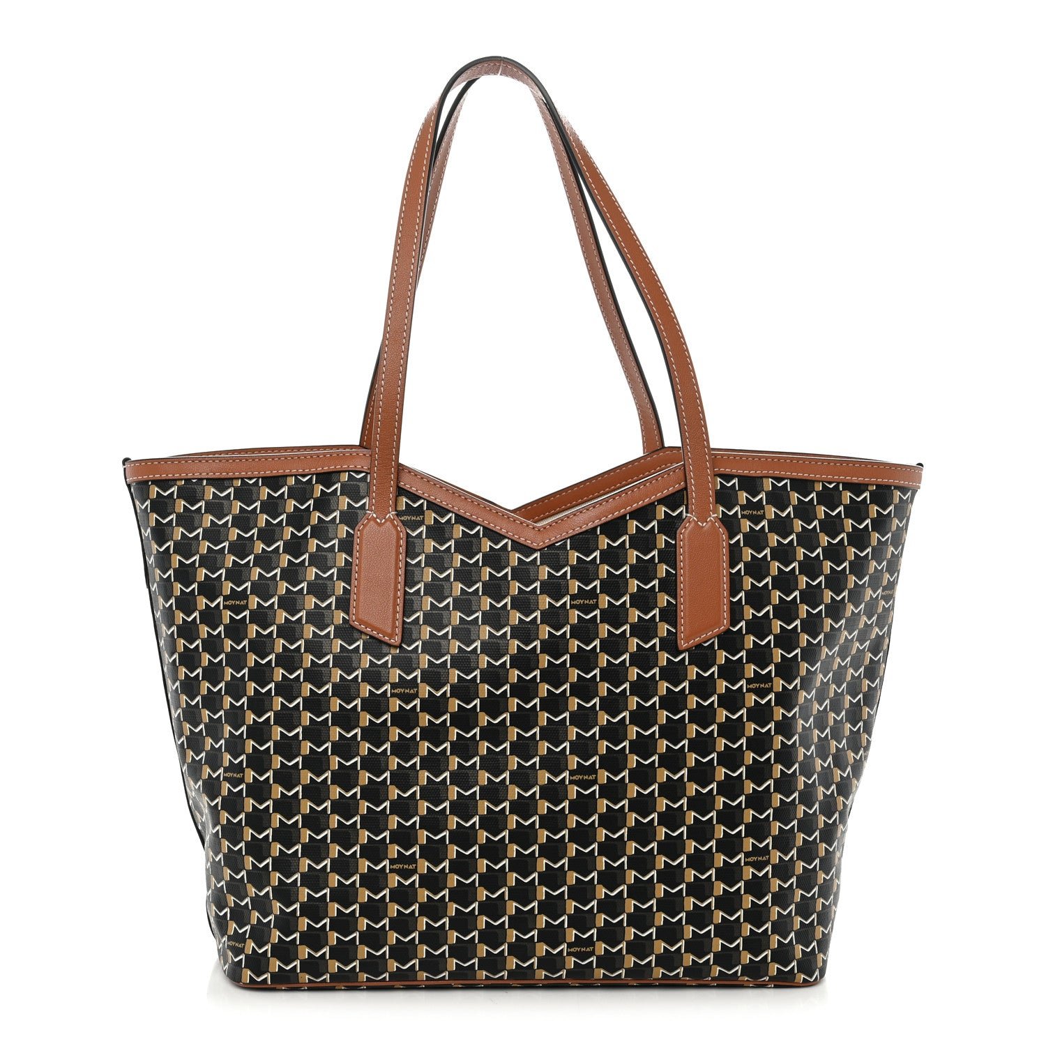 Moynat Calfskin Canvas M Tote MM Brown