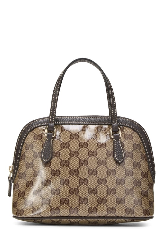 Brown GG Crystal Canvas Dome Handbag Small