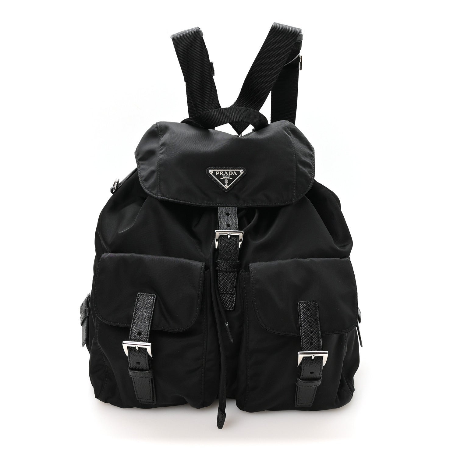 Prada Re-Nylon Vela Saffiano Medium Backpack Black
