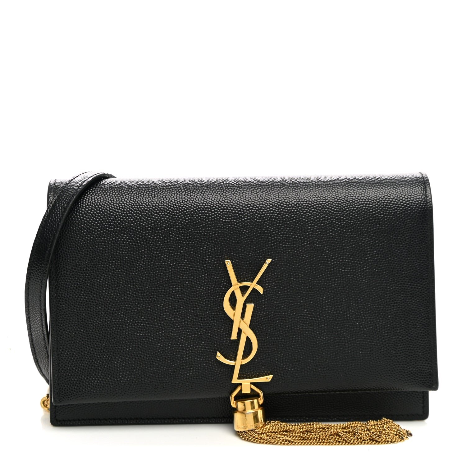Saint Laurent Grain De Poudre Classic Monogram Kate Tassel Chain Wallet Black