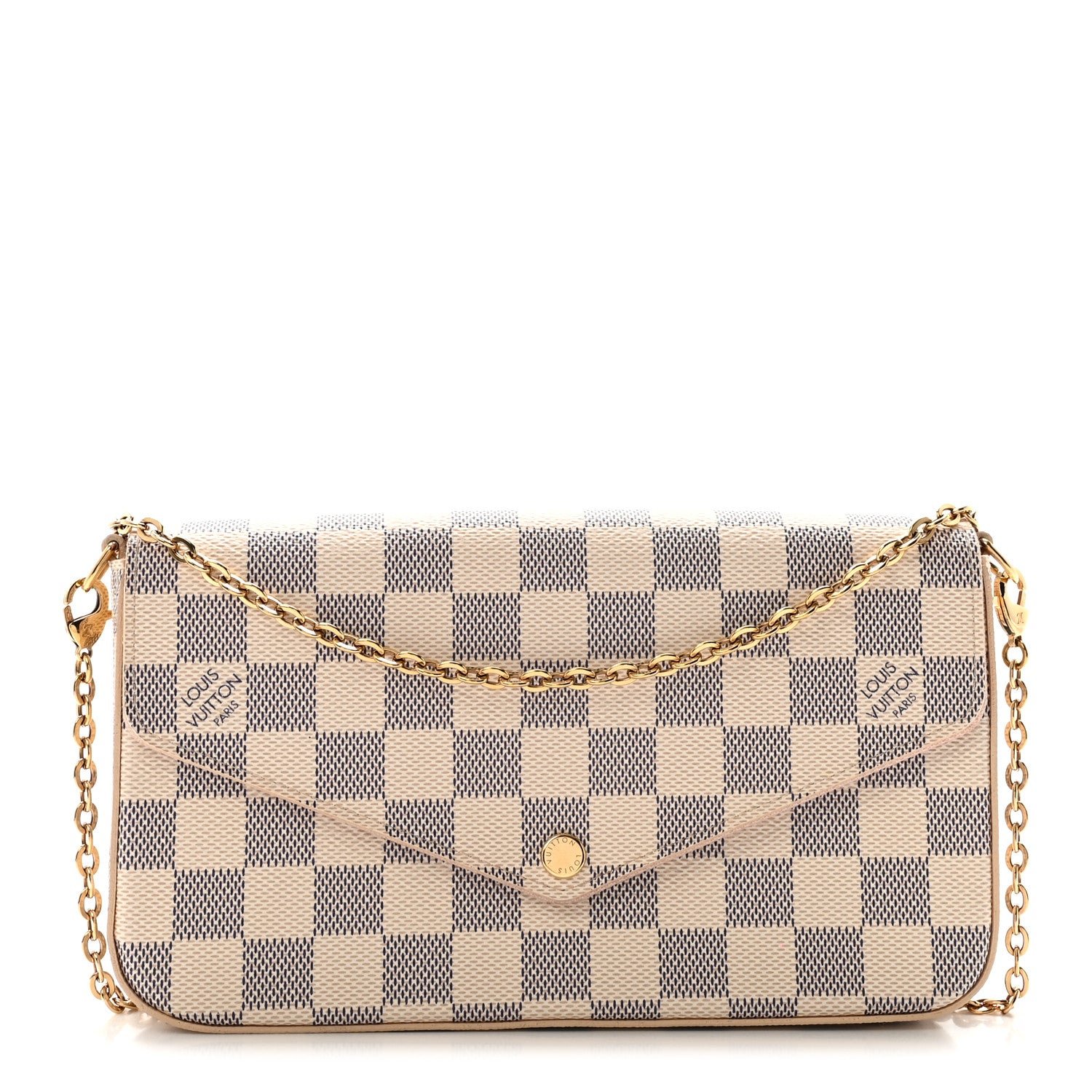 Louis Vuitton Louis Vuitton Damier Azur Pochette Felicie Chain Wallet Rose Ballerine