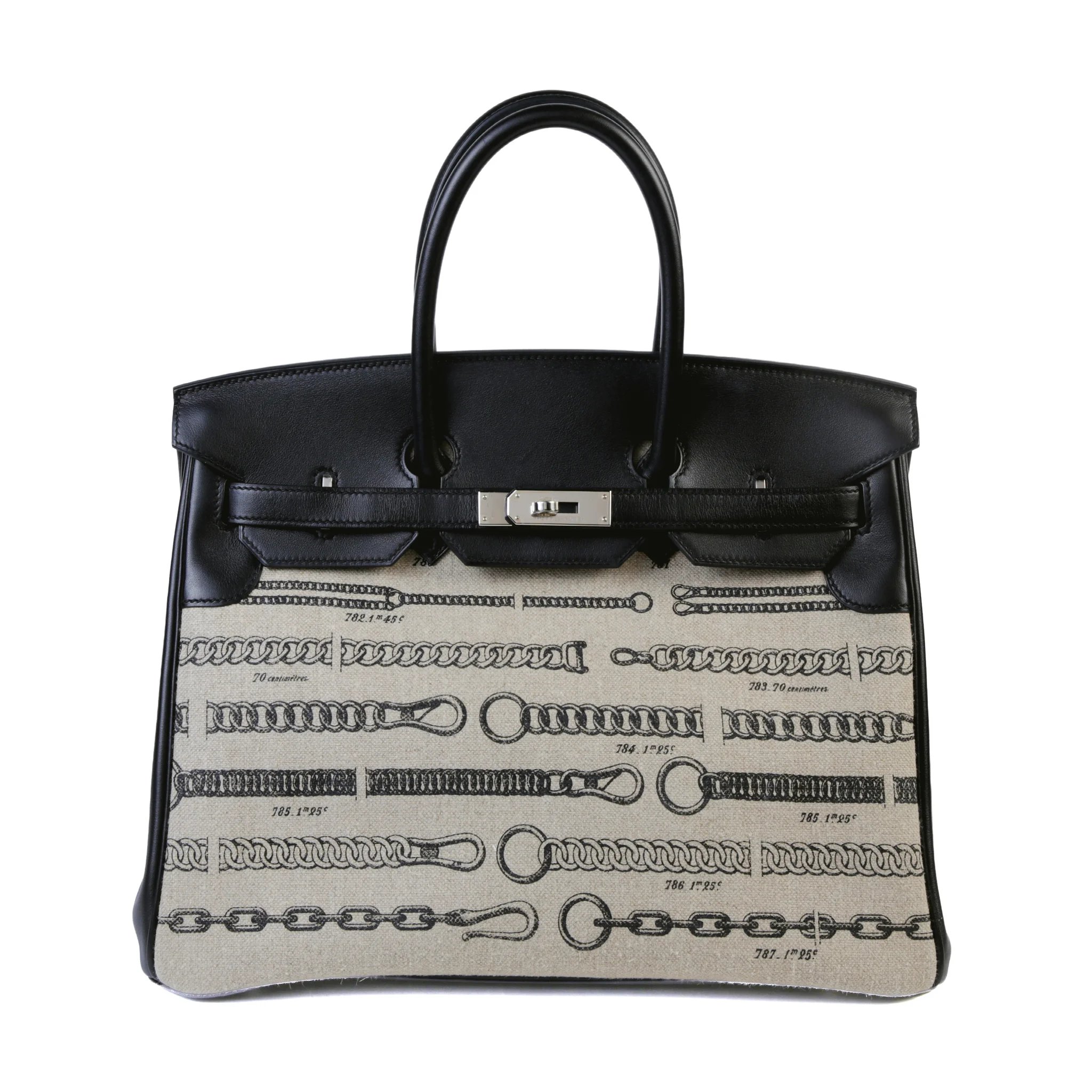 Excellent ( Rank SA ) HERMÈS Limited Edition Birkin 35 De Camp Dechainee Noir (89) Swift Toile Camp canvas Palladium hardware C (2018)