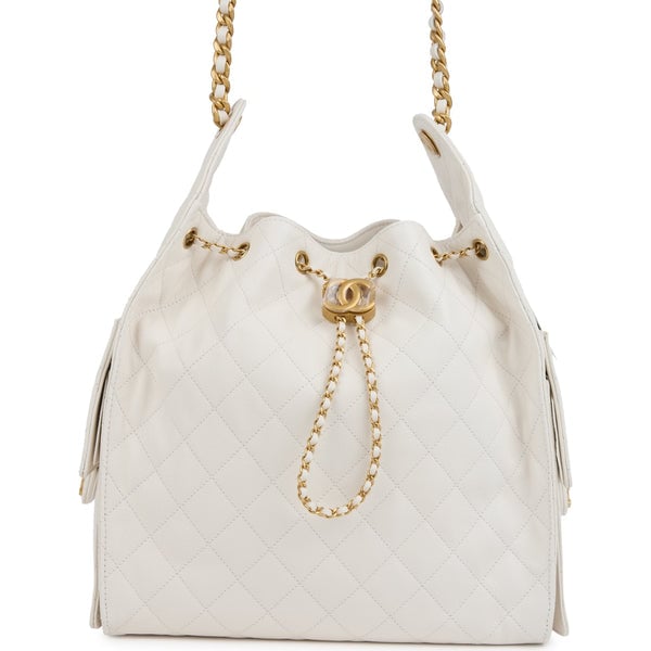 Chanel Chanel Medium 25 Hobo Bag White Caviar Antique Gold Hardware