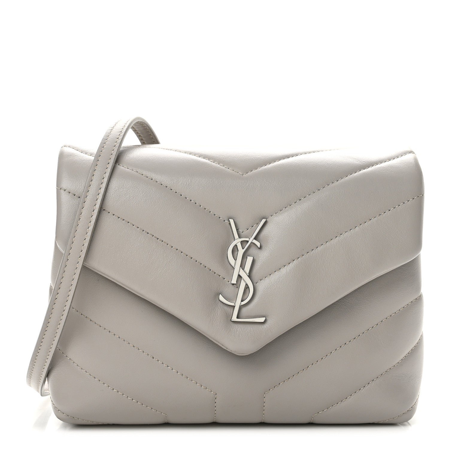 Saint Laurent Calfskin Y Quilted Monogram Toy Loulou Satchel Granite