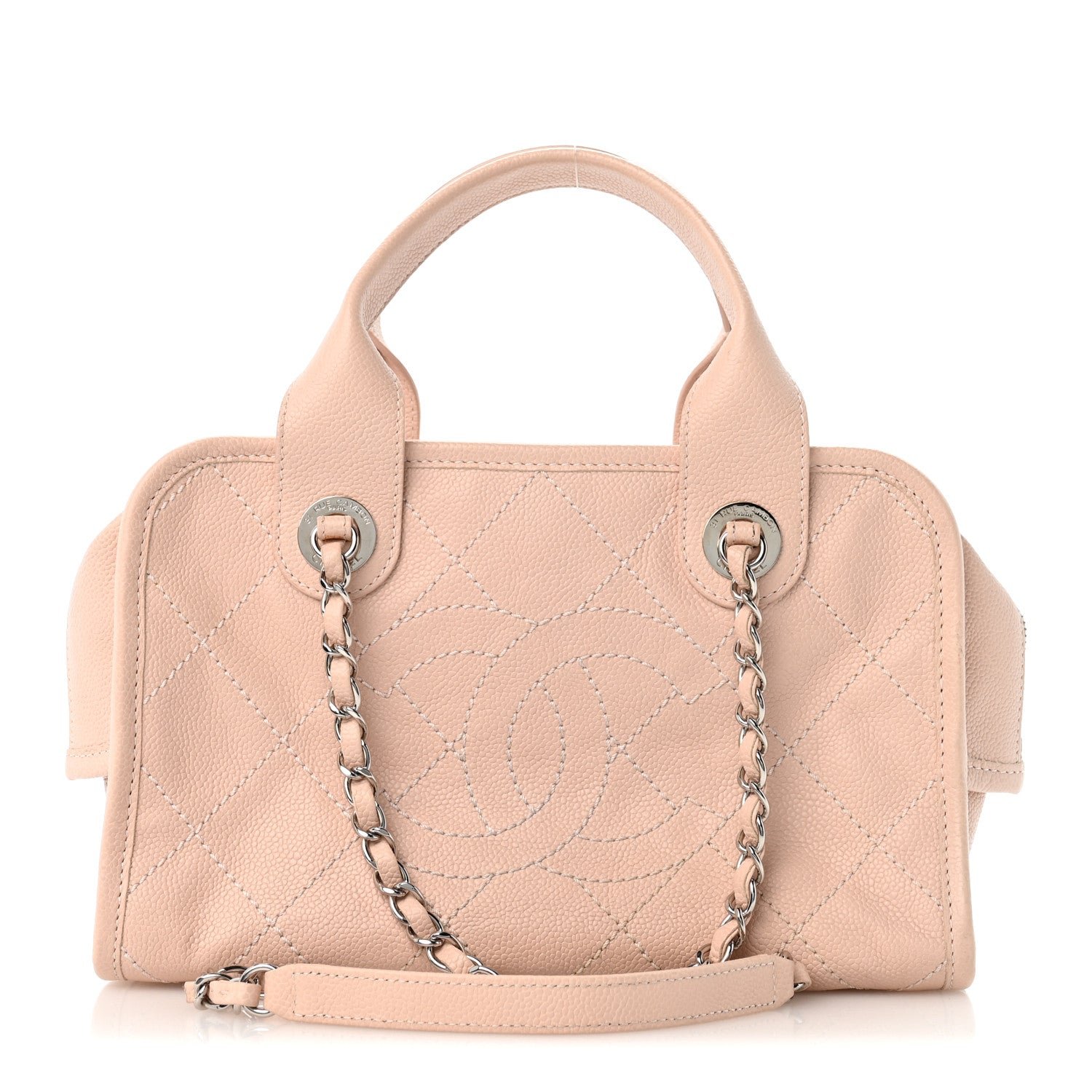 Chanel Caviar Quilted Small Deauville Bowling Bag Light Pink