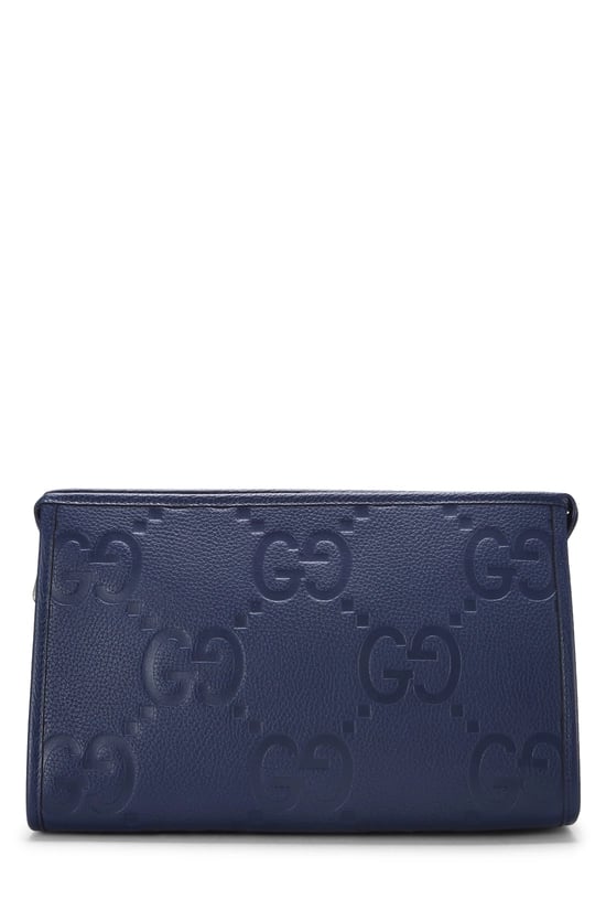 Blue Jumbo GG Leather Clutch