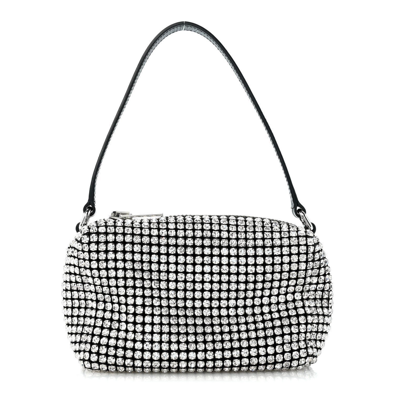 Alexander Wang Mesh Crystal Rhinestone Mini Heiress Pouch Black Silver