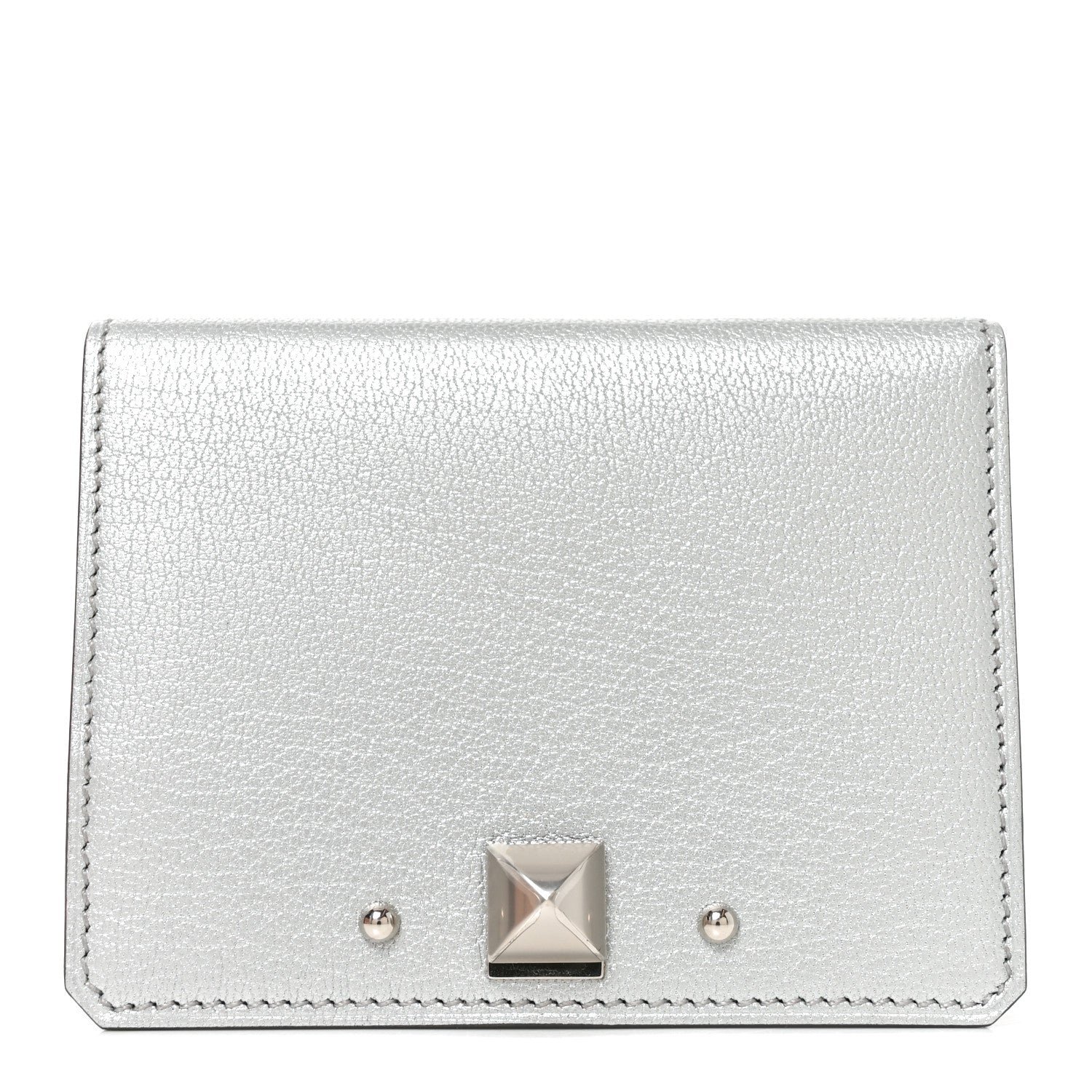 Hermes Metallic Chevre Chamkilight Medor Card Holder Argent