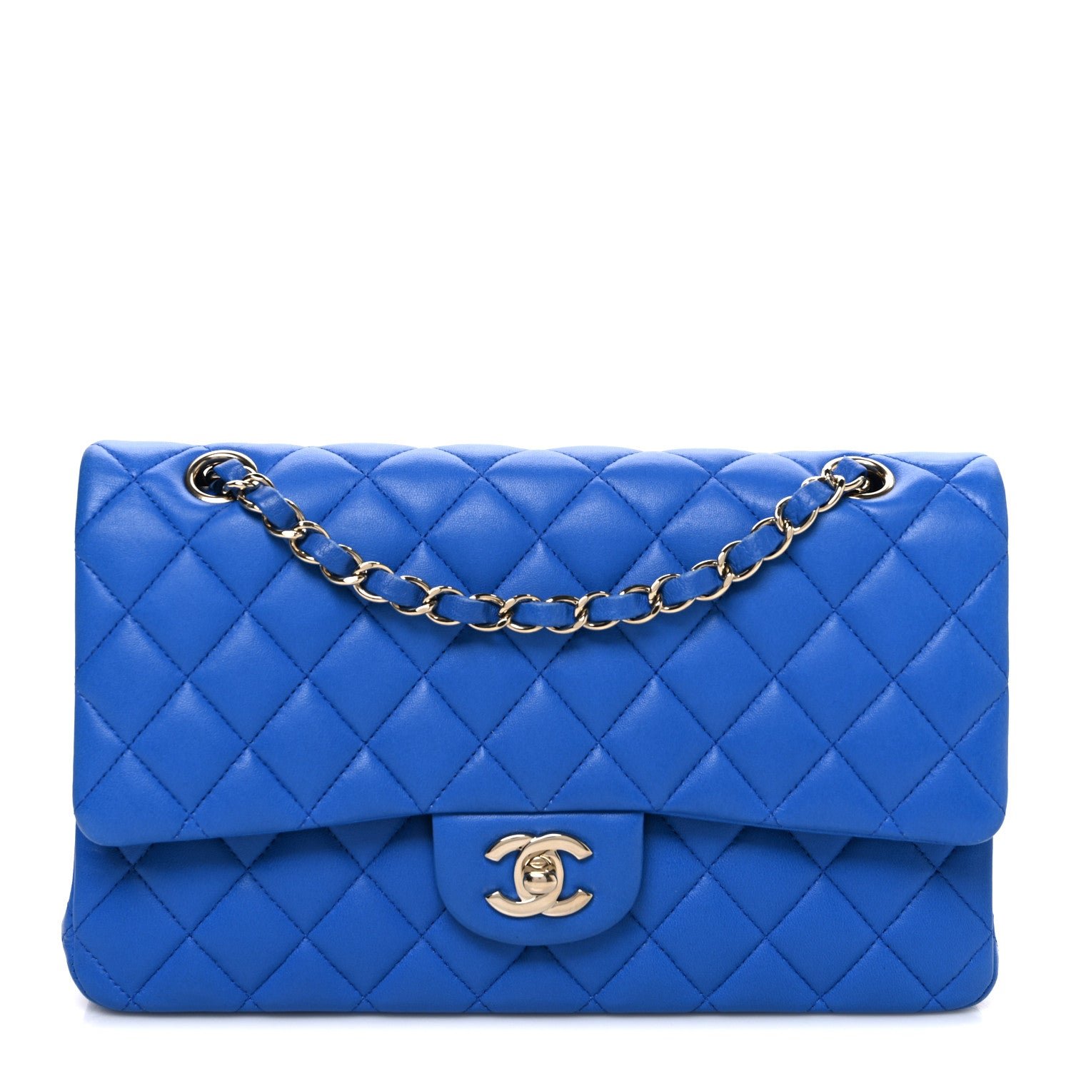 Chanel Lambskin Quilted Medium Double Flap Blue