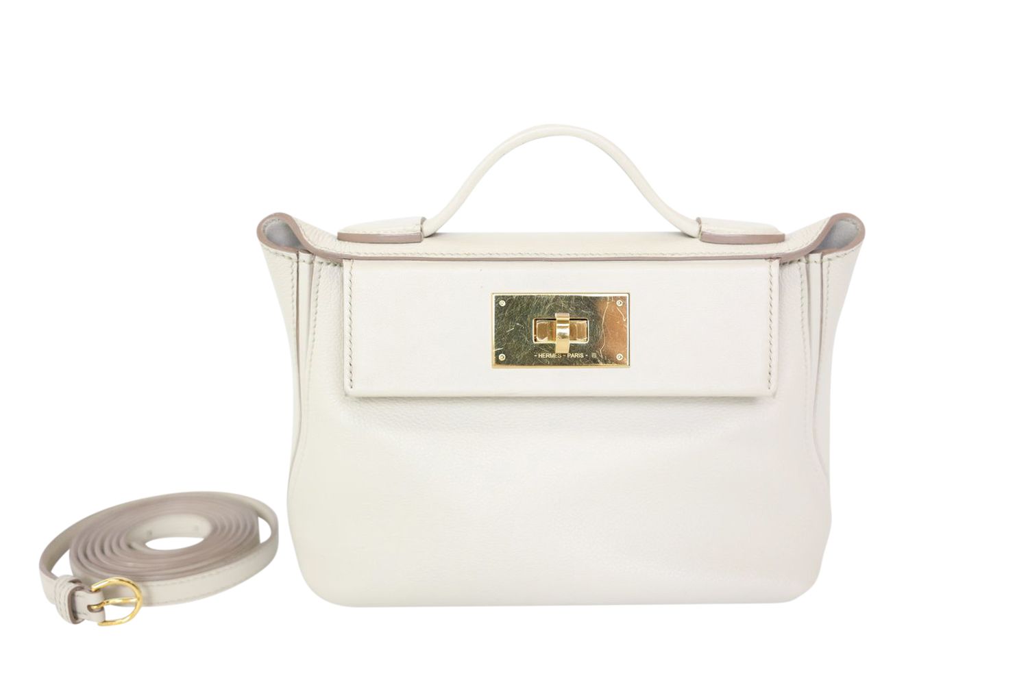 Hermes Hermes 24/24 Mini, Beton Concrete Gray Evercolor Swift with Gold Hardware, B 2023, Preowned in Box WA001