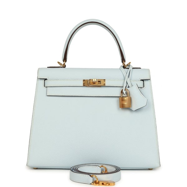 Hermes Hermes Kelly Sellier 25 Bleu Brume Epsom Gold Hardware