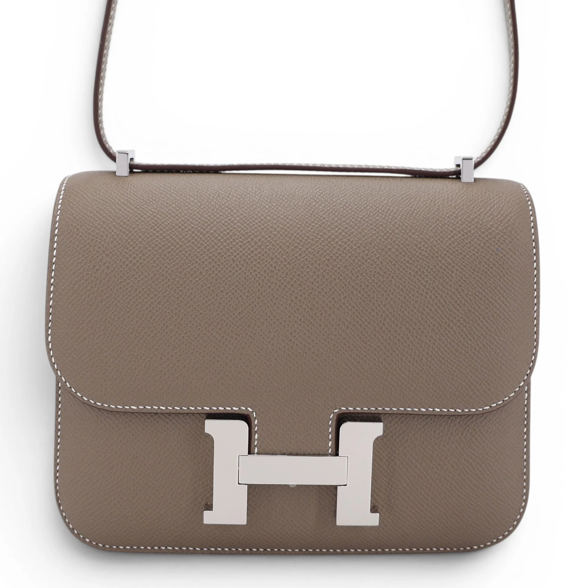 Brand New ( Rank N ) HERMÈS Constance Mini Etoupe (18) Epsom Palladium hardware G (2026)