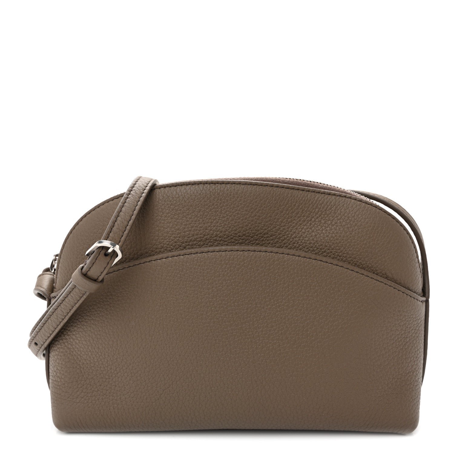 The Row Grained Calfskin Annie E/W Crossbody Bag Smoked Taupe