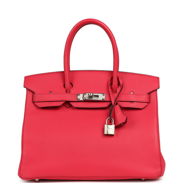 Pre-owned Hermes Birkin 30 Rose Extreme Epsom Palladium Hardware