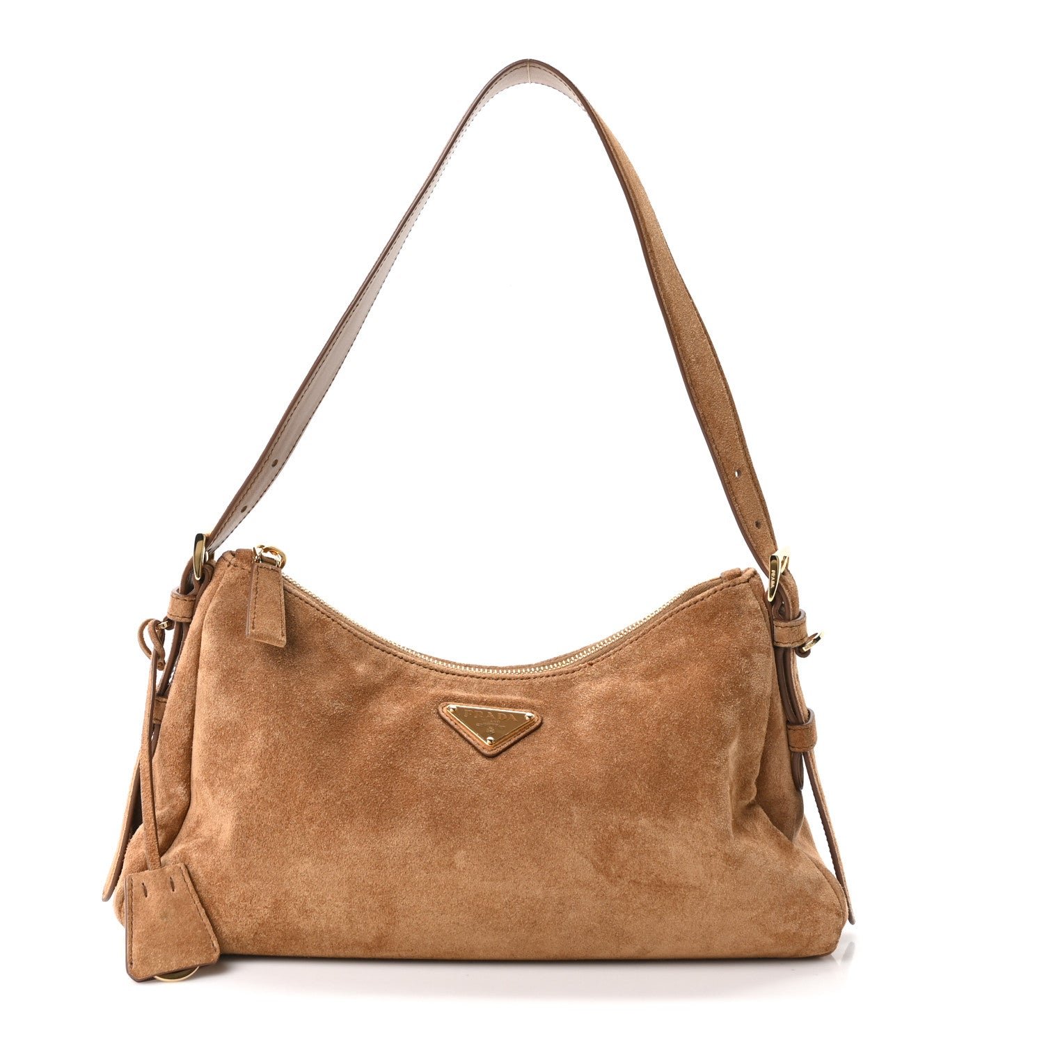 Prada Scamosciato Suede Medium Aimee Shoulder Bag Cacao