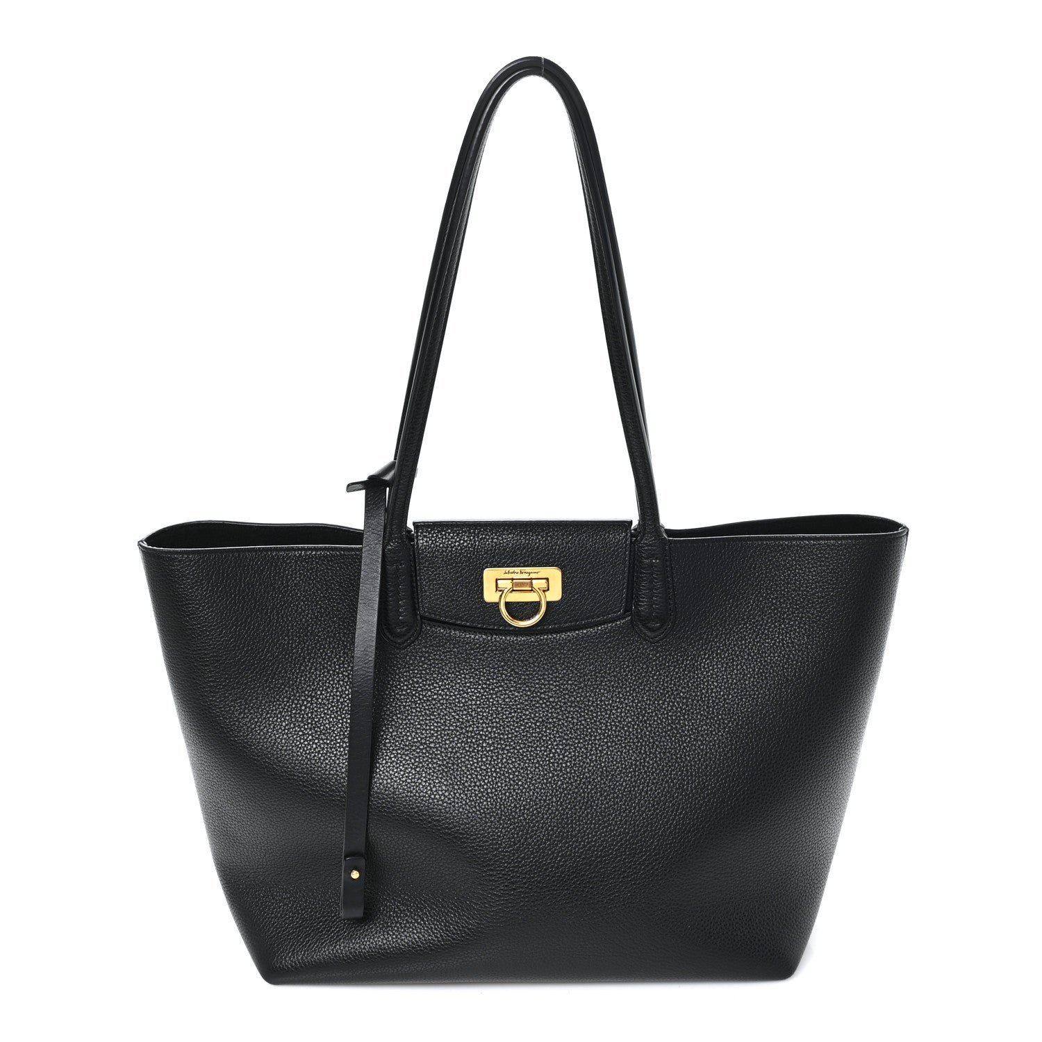 Salvatore Ferragamo Calfskin Travel Tote Black