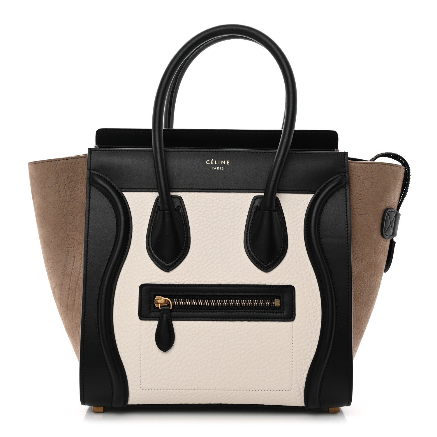 Celine Bullhide Calfskin Nubuck Micro Tri-Color Luggage White Khaki