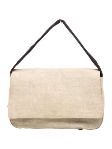 Prada Enameled Metal Triangle Canvas Shoulder Bag