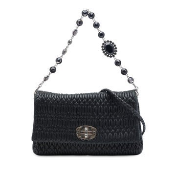 Matelasse Nappa Leather Crystal Chain Satchel
