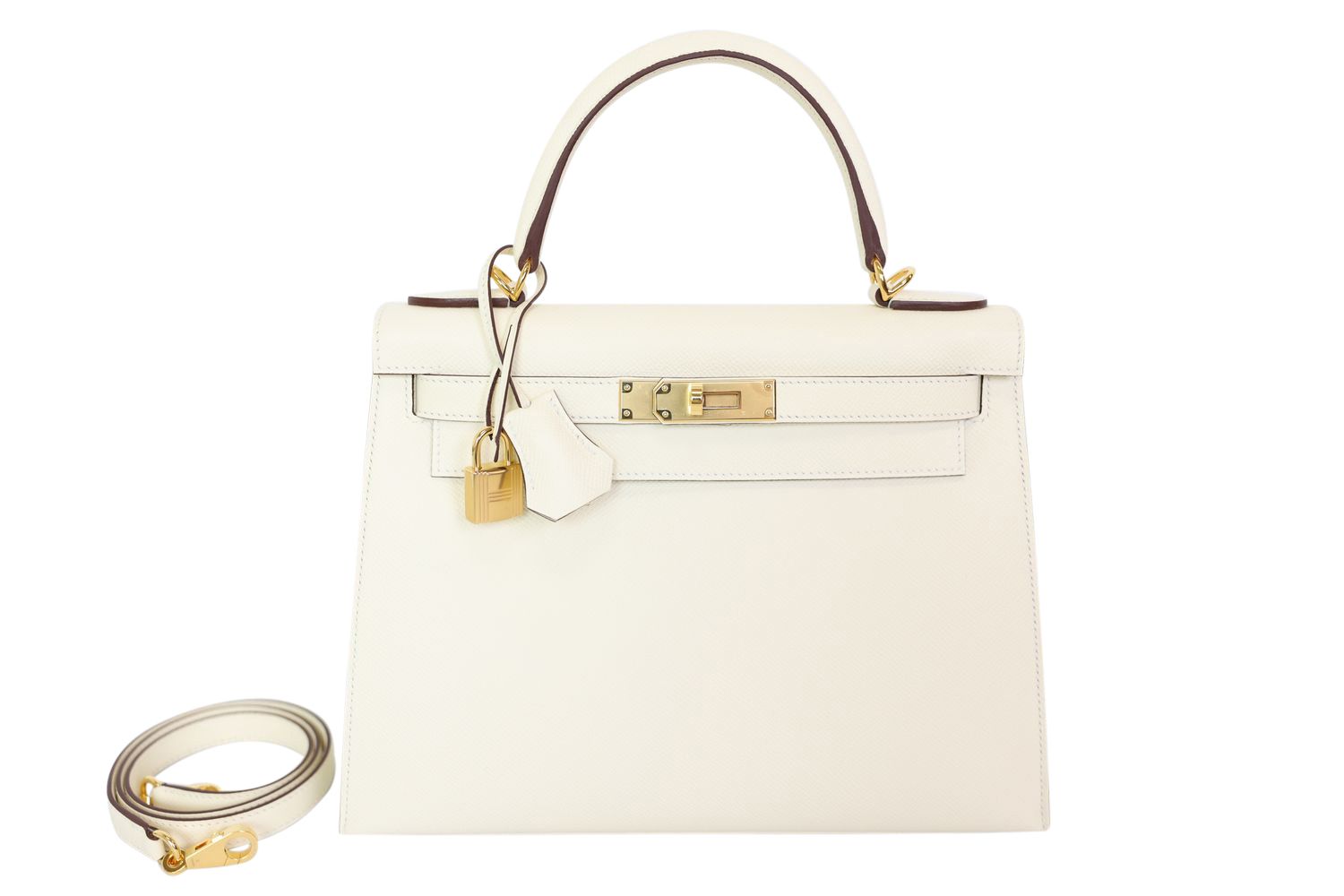 Hermes Hermes Kelly 28, Nata White Epsom Leather with Gold Hardware, B 2023 Stamp, Preowned in Box WA001