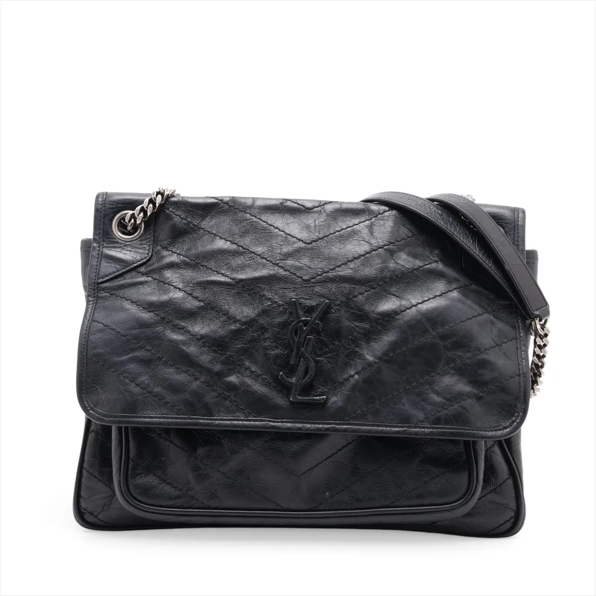Saint Laurent Paris Niki 498883 Leather Chain Shoulder Bag Black