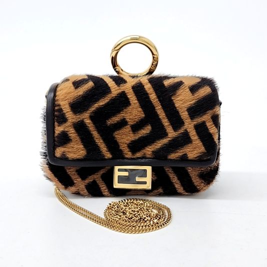 Fendi Fendi FF Nano Baguette Bag Charm/Crossbody Bag, Sheared Sheepskin, Like New in Dustbag GA001