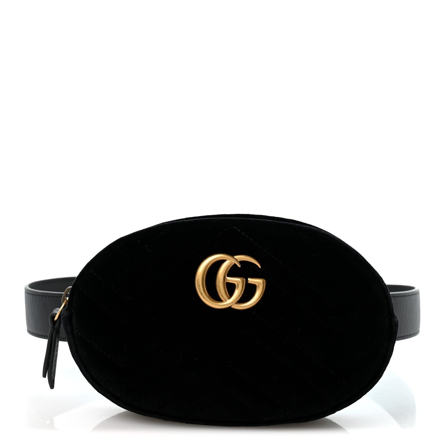 Gucci Velvet Matelasse GG Marmont Belt Bag 75 30 Black