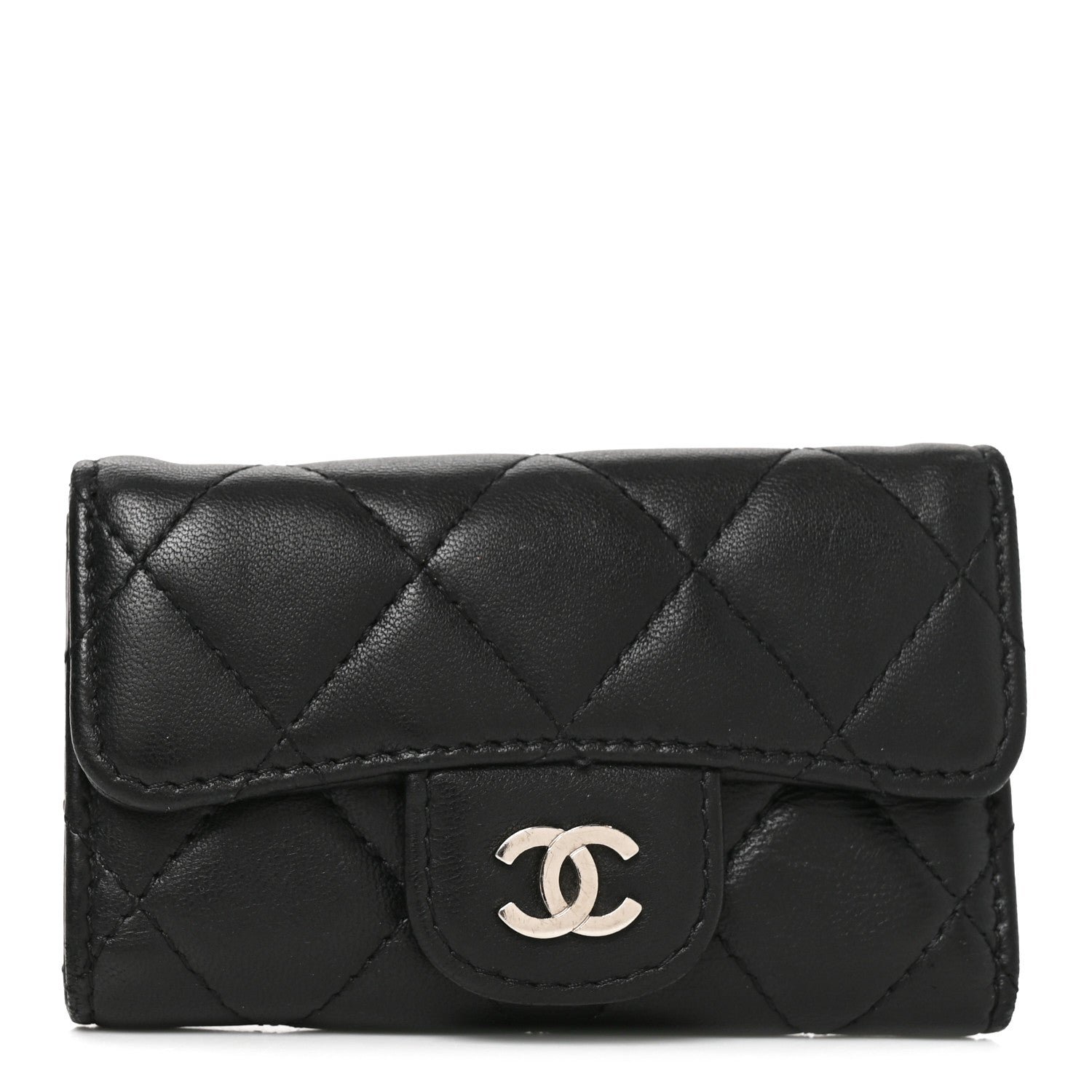 Chanel Lambskin Quilted 6 Key Holder Black