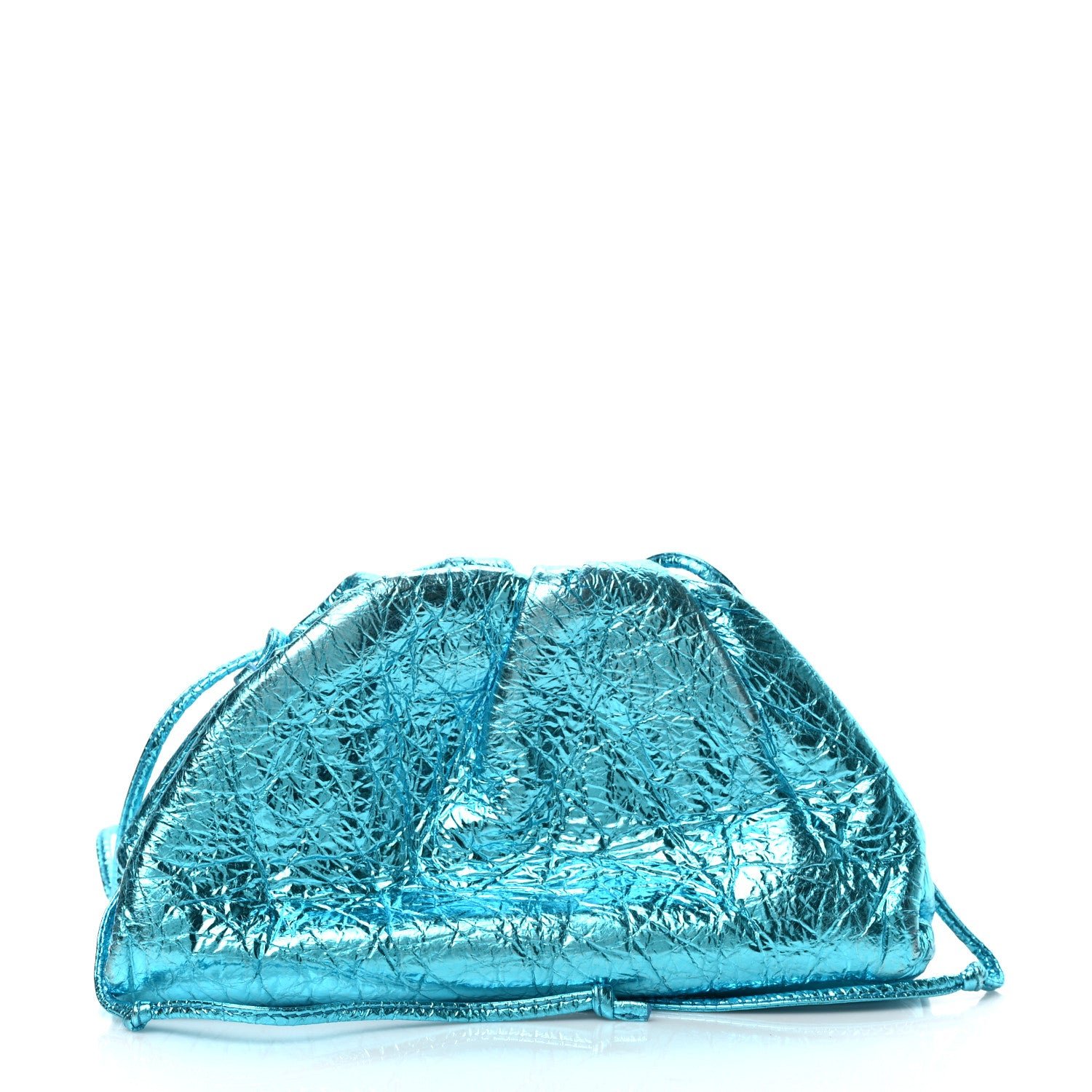 Bottega Veneta Metallic Crushed Calfskin The Mini Pouch Sky Blue