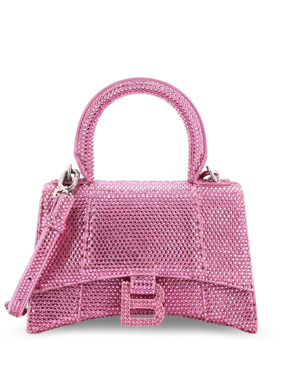Hourglass Top Handle Bag Suede with Crystals XS crossbody bag