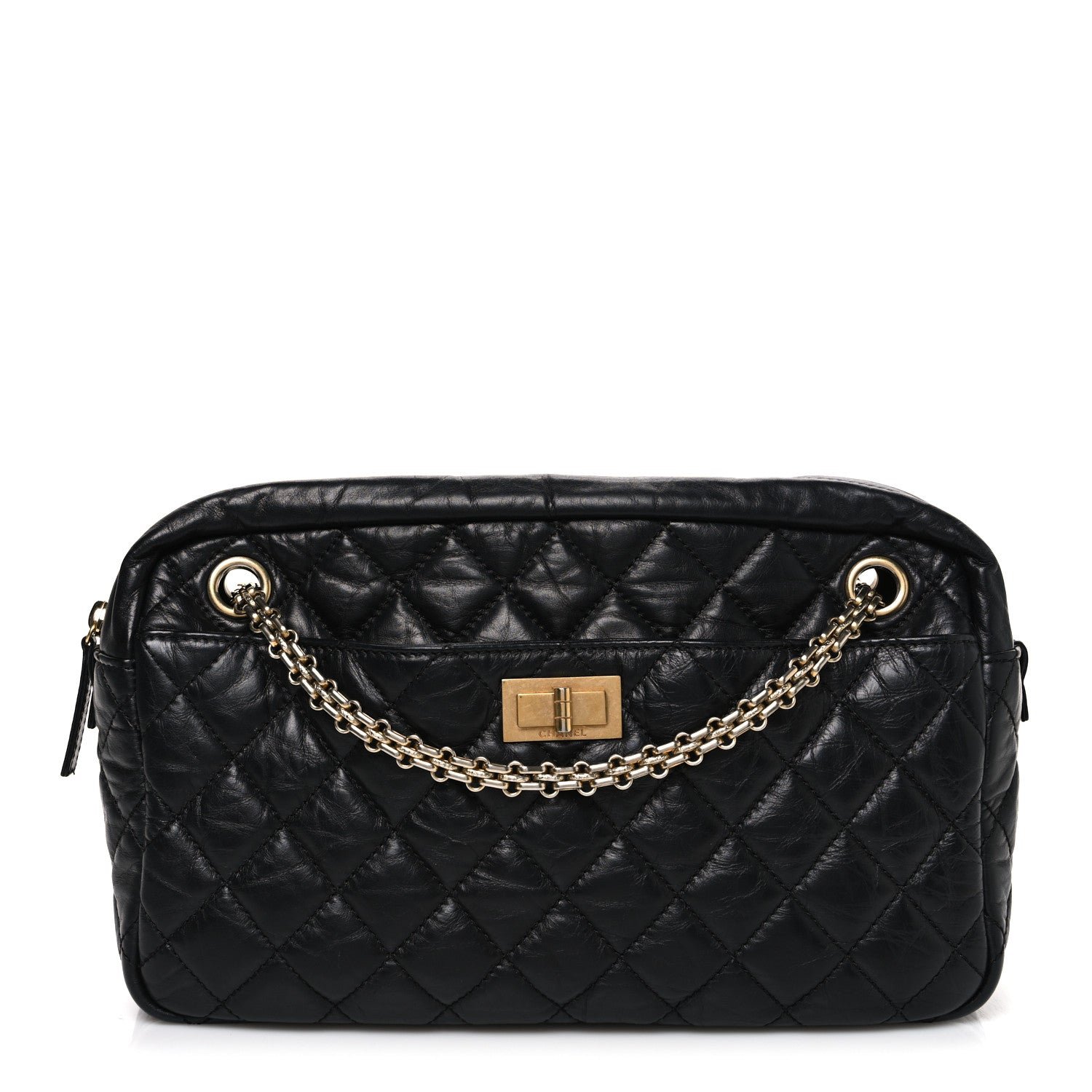 Chanel Aged Calfskin Quilted Medium Reissue Camera Case Black