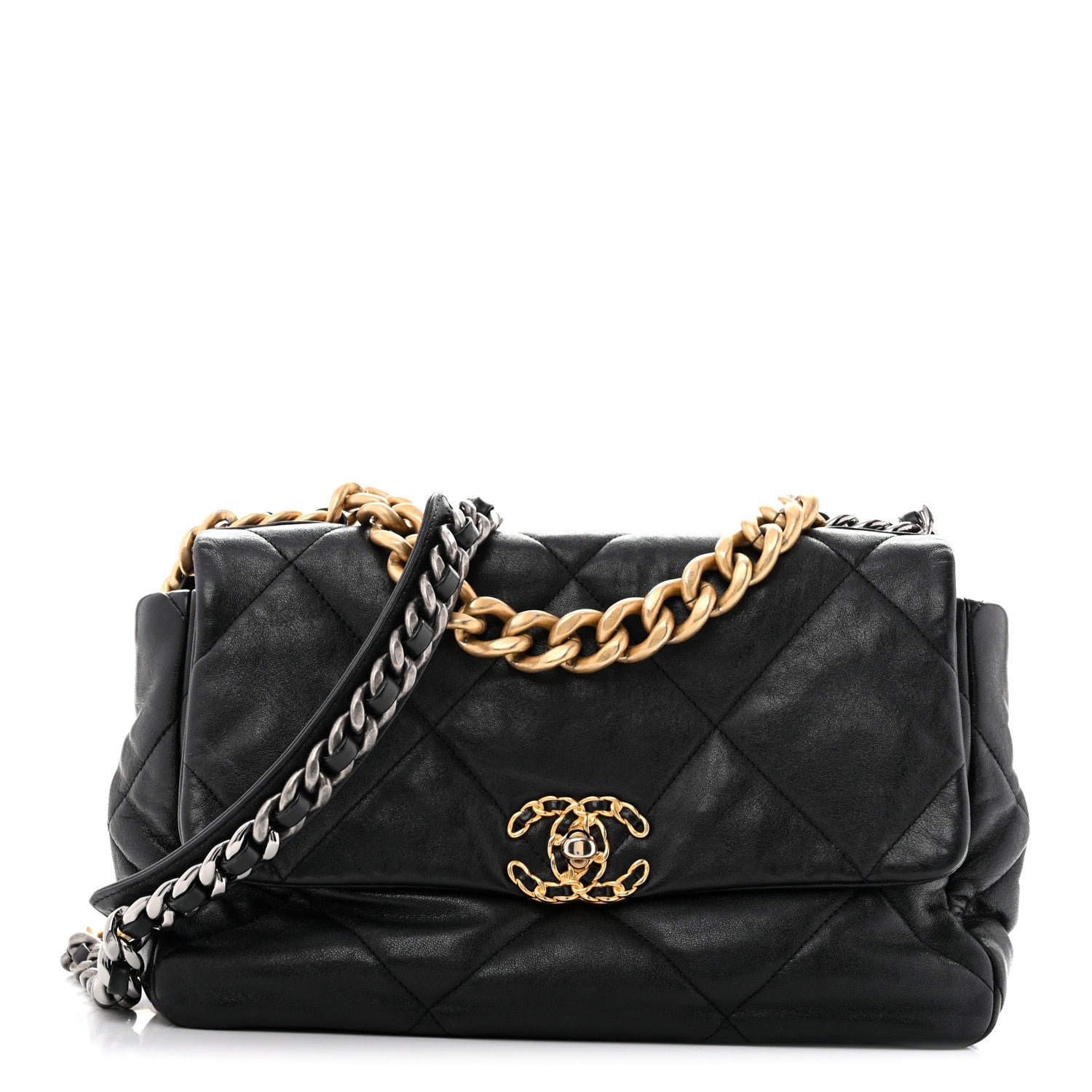 Chanel Lambskin Quilted Large Chanel 19 Flap Black